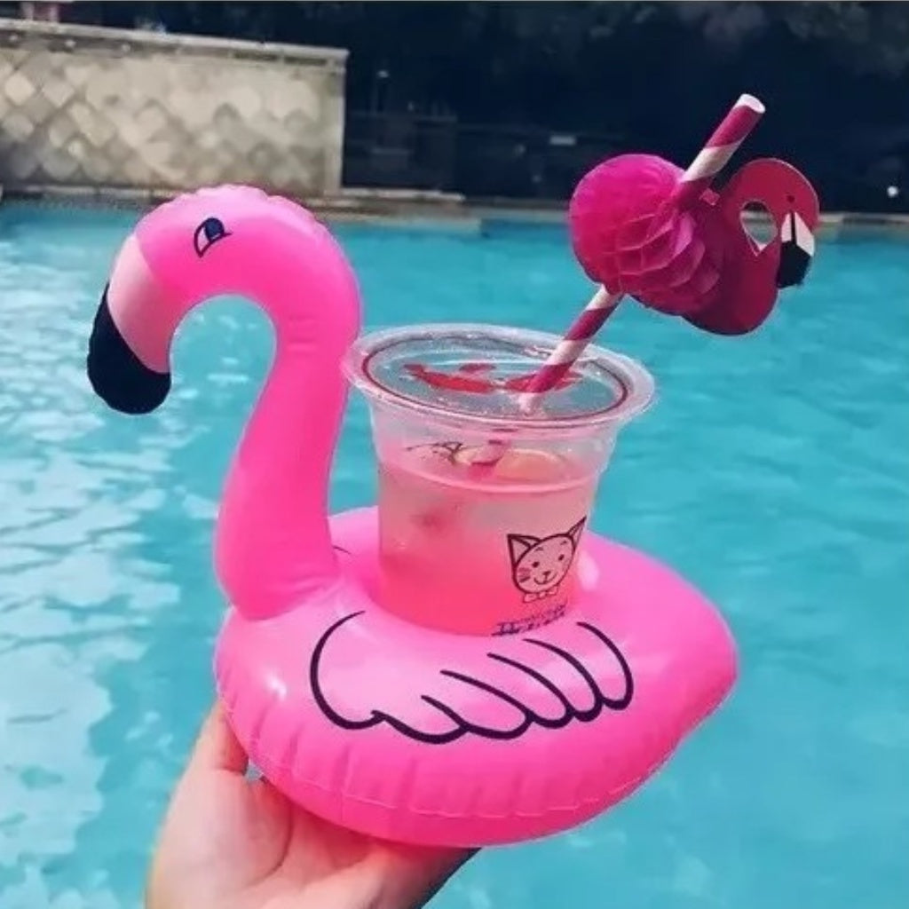 Boias Porta Copo Flamingo Praia Piscina Festa Pacote com 50