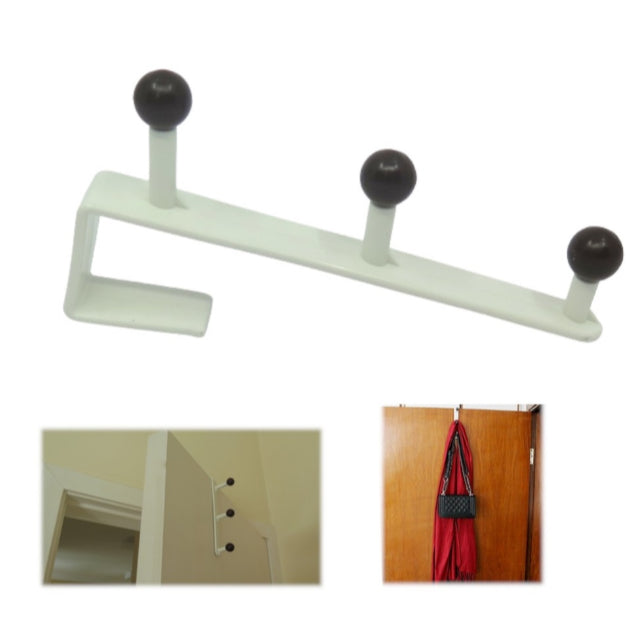 kit 2 Cabideiros de Porta de encaixe - s/ furar ou fazer sujeira / 3 ganchos