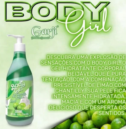 Body Girl Gel Hidratante p/ Corpo e Virilha Morango com Chantilly - Pitanga e Algodão Doce