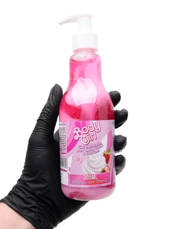 Body Girl Gel Hidratante p/ Corpo e Virilha Morango com Chantilly - Pitanga e Algodão Doce