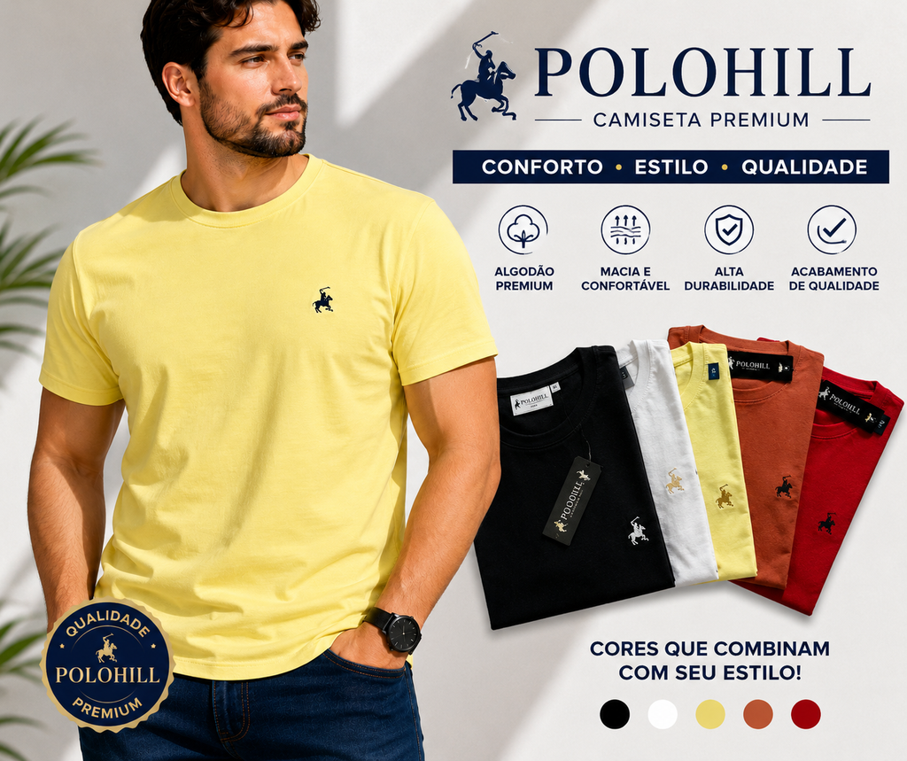 Camiseta Masculina Algodão com Elastano