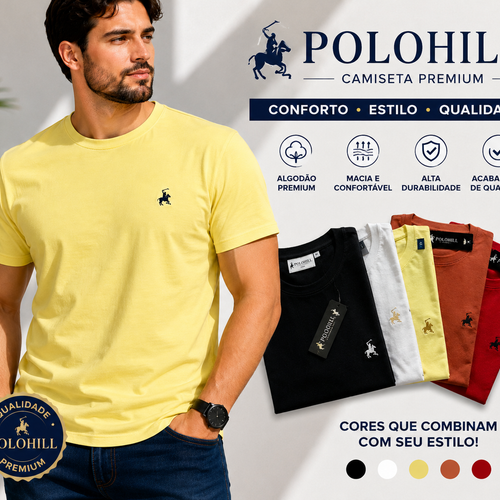 Camiseta Masculina Algodão com Elastano