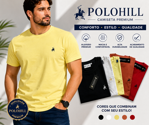 Camiseta Masculina Algodão com Elastano