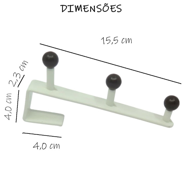kit 2 Cabideiros de Porta de encaixe - s/ furar ou fazer sujeira / 3 ganchos